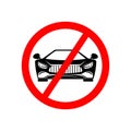 No car sign. Parking prohibited symbol. Restriction icon. Machine sign. Supercar icon in black and white graphics. Flat characters Royalty Free Stock Photo
